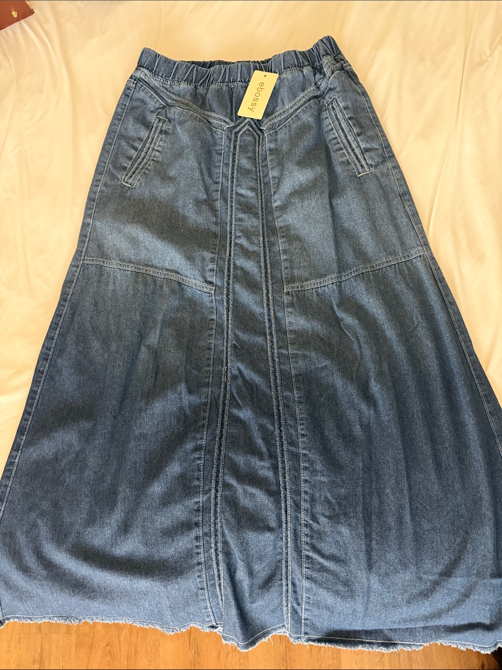 Boss Dark Blue Denim A-Line Maxi Skirt